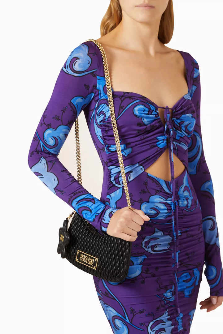 Logo Plaque Quilted Shoulder Bag