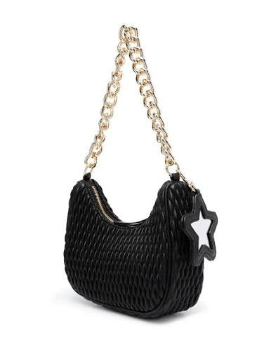 Logo Plaque Quilted Shoulder Bag